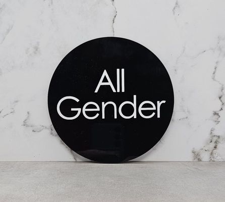WALL SIGN ALL GENDER BLK DISC 140MM