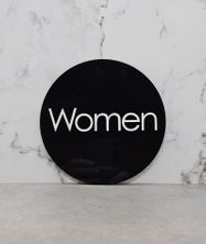 WALL SIGN WOMEN BLK DISC 140MM