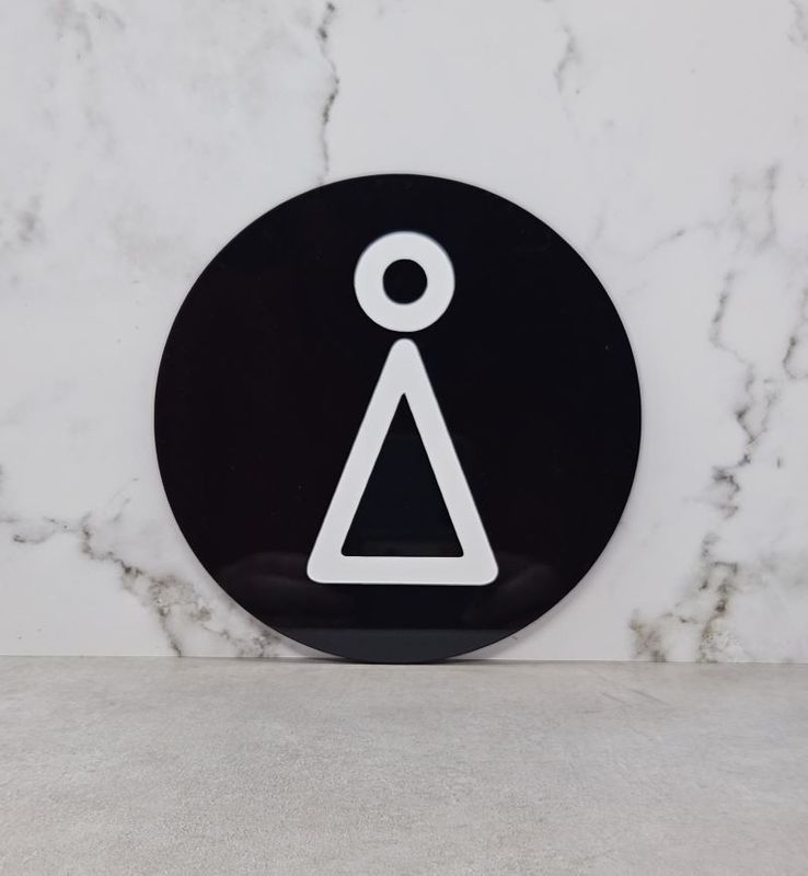 WALL SIGN WOMAN SYMBOL BLK DISC 140MM