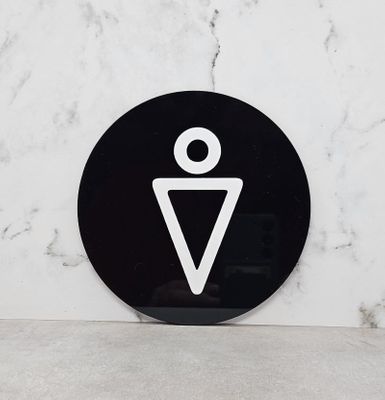 WALL SIGN MAN SYMBOL BLK DISC 140MM