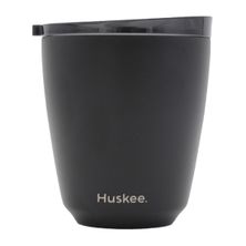 CUP & LID 8OZ BLACK, HUSKEE STEEL