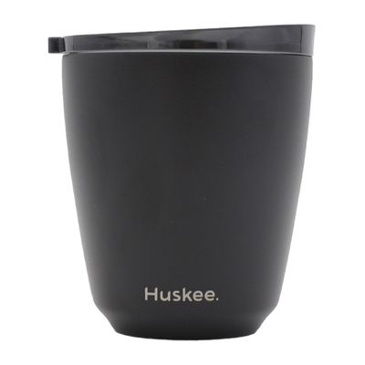 CUP & LID 8OZ BLACK, HUSKEE STEEL