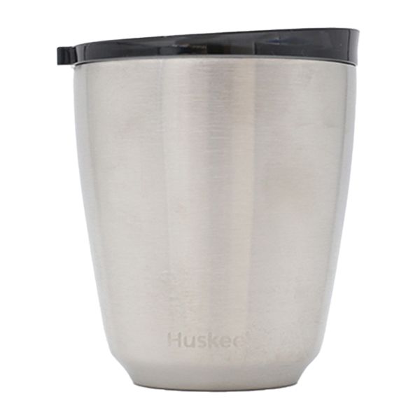 CUP & LID 8OZ BRUSHED STEEL HUSKEE STEEL