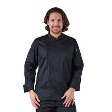 CHEF JACKET BLACK ZIPPER L/SL-M-HARTFORD