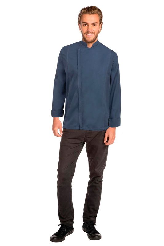 CHEF JACKET BLUE ZIPPER L/SL-M-HARTFORD