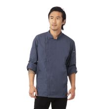 CHEF JACKET BLUE ZIPPER L/SL-L-HARTFORD