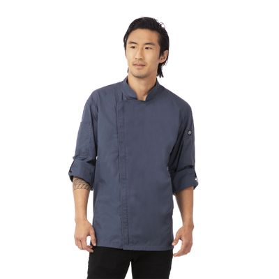 CHEF JACKET BLUE ZIPPER L/SL-XL-HARTFORD