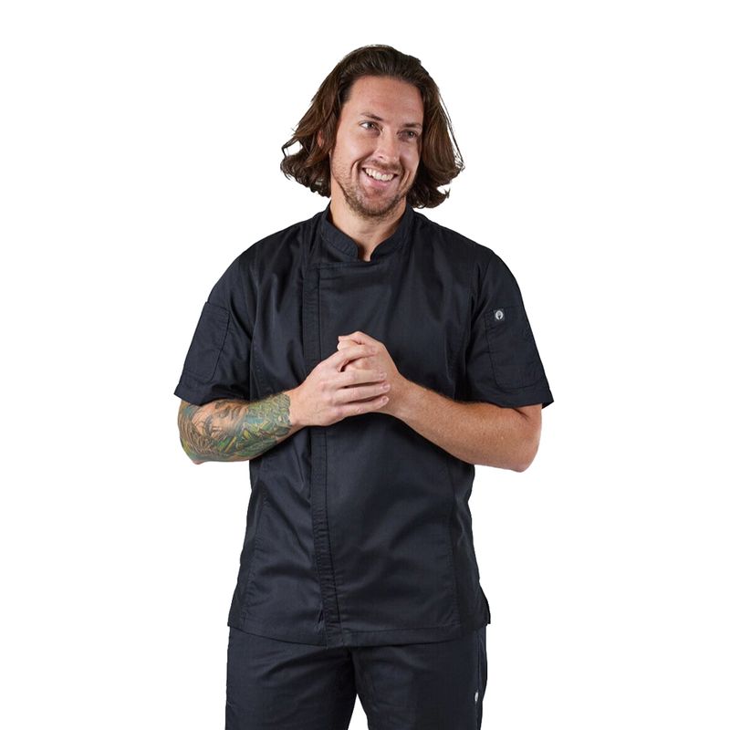 CHEF JACKET BLACK S/SL-XS-SPRINGFIELD
