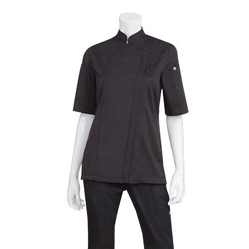 CHEF JACKET BLK S/SL WOMENS-S-S/FIELD