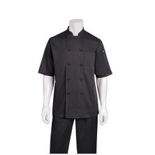 CHEF JACKET BLACK SML S/SLEEVE, CANBERRA