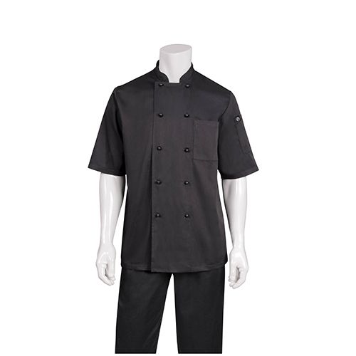 CHEF JACKET BLACK XS S/SLEEVE, CANBERRA