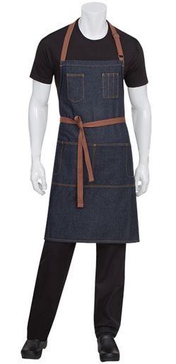 APRON BIB INDIGO BLUE, MEMPHIS