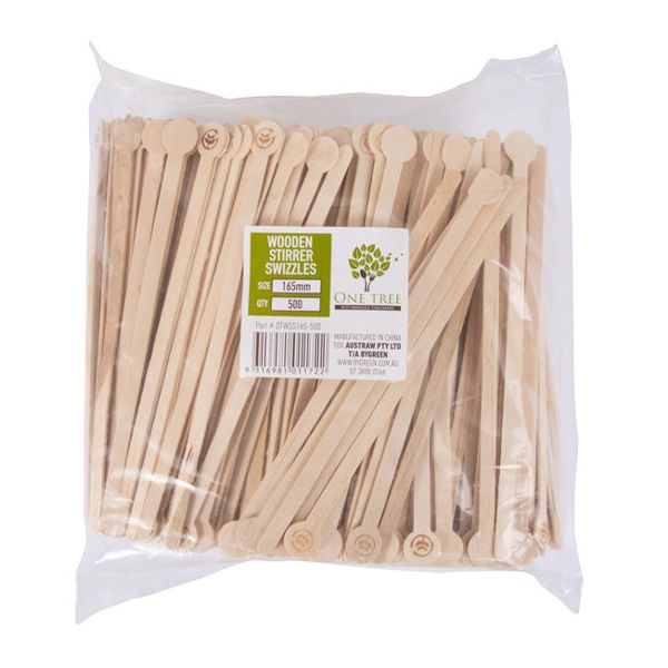 SWIZZLE STICK WOOD 165MM, 500PCES