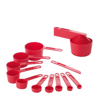 MEASURING CUP SPOON 11 PCE SET RED, EDGE DESIGN