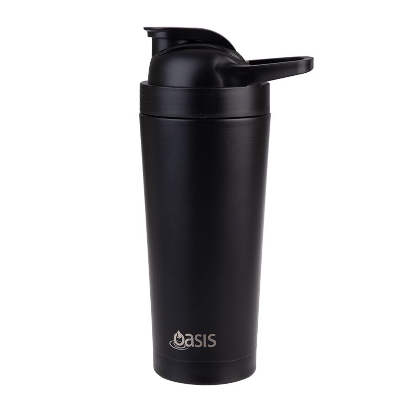 SHAKER PROTEIN S/S INSULATED BLACK 700ML OASIS