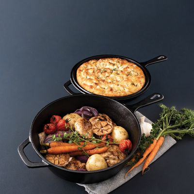 SKILLET 26CM  2PCE SET CAST IRON PYROLUX