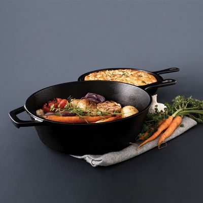 SKILLET 26CM  2PCE SET CAST IRON PYROLUX