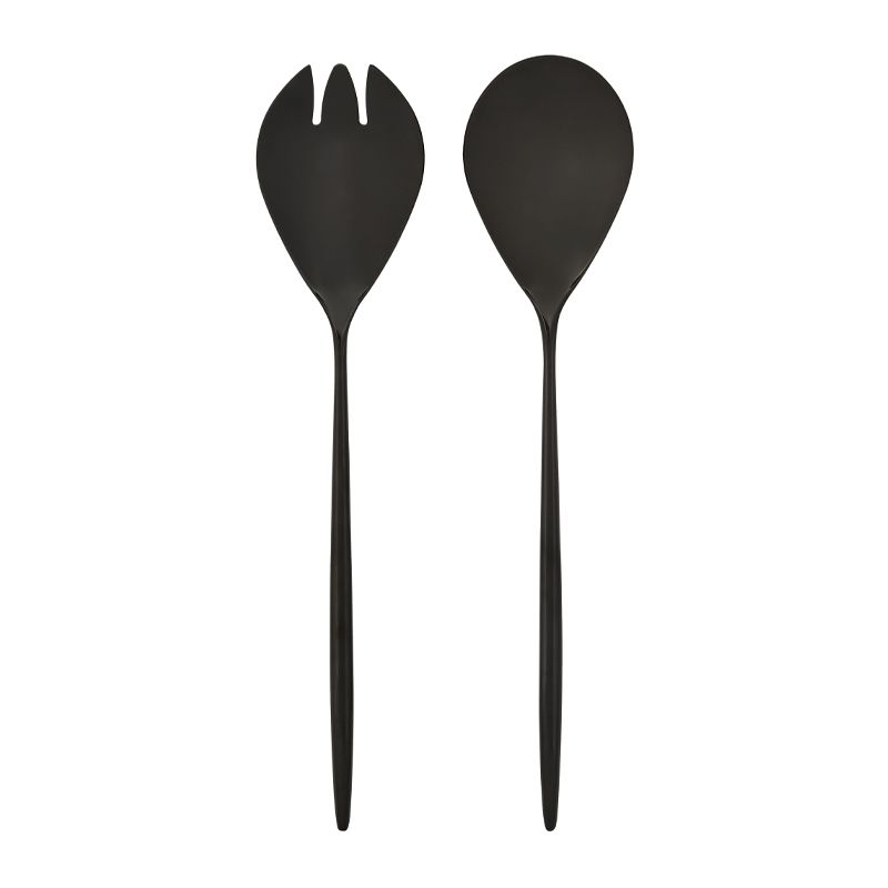 SALAD SERVERS BLACK STEEL 28CM D&W NAPIER