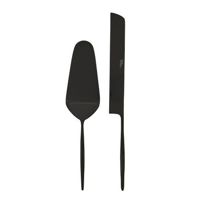 KNIFE & SERVER SET BLACK STEEL D&W NAPIER