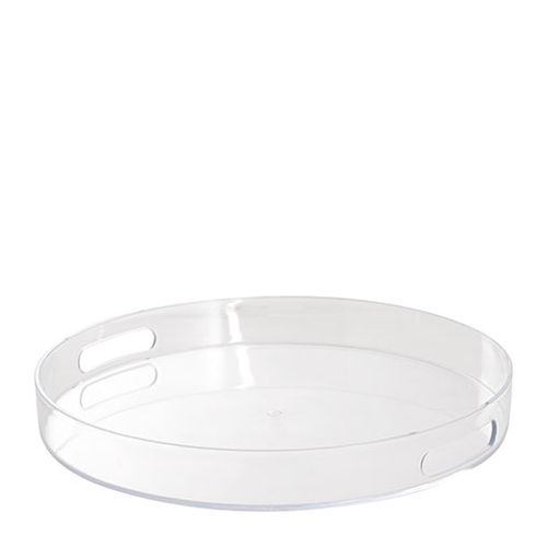 CLEAR ACRYLIC TRAY ROUND W/HANDLES 38X4CM