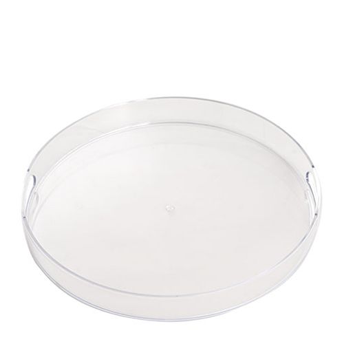 CLEAR ACRYLIC TRAY ROUND W/HANDLES 38X4CM