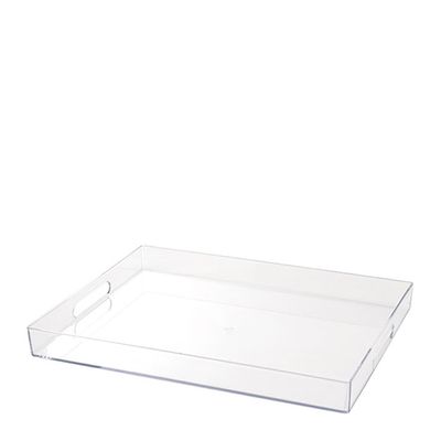 CLEAR ACRYLIC TRAY RECT W/HANDLES 40X30X4CM