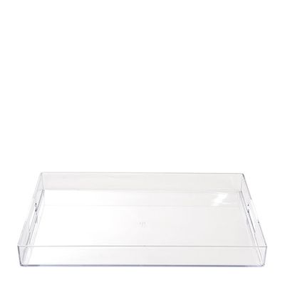 CLEAR ACRYLIC TRAY RECT W/HANDLES 40X30X4CM