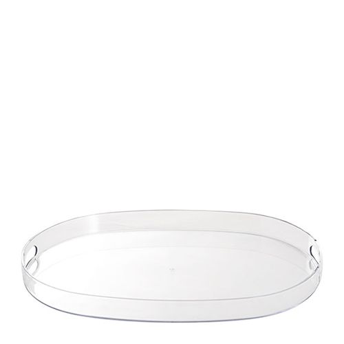 CLEAR ACRYLIC TRAY OVAL W/HANDLES 43X29X3.5CM