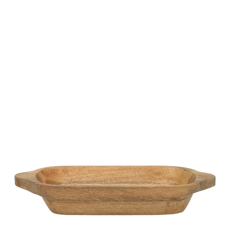 BOWL OVAL W/HNDLS WOODEN 37CM, DRIFT