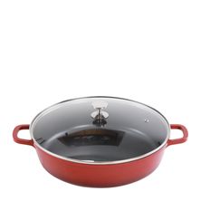 CASSEROLE RND RED GLASS LID 32CM ALUCHEF