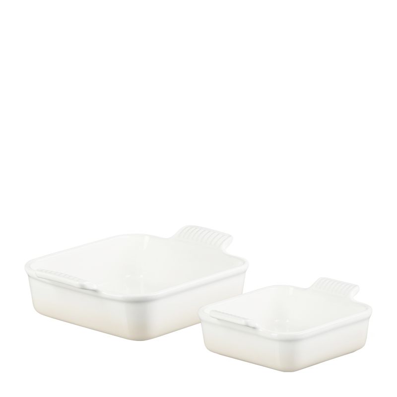 HERITAGE SQUARE DISH SET OF 2 MERINGUE, LE CREUSET