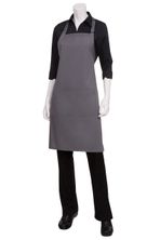 APRON BIB W/POCKET GREY P/COTTON