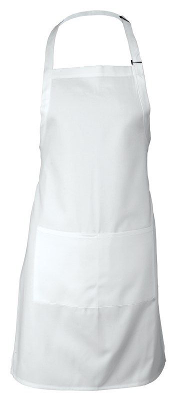 APRON BIB W/POCKET WHITE P/COTTON