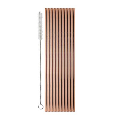 STRAWS S/STEEL COPPER 10PK 215X65MM
