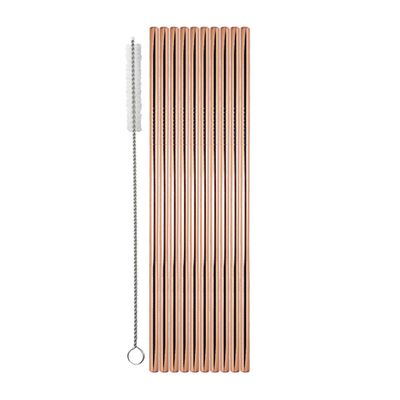 STRAWS S/STEEL COPPER 10PK 215X65MM