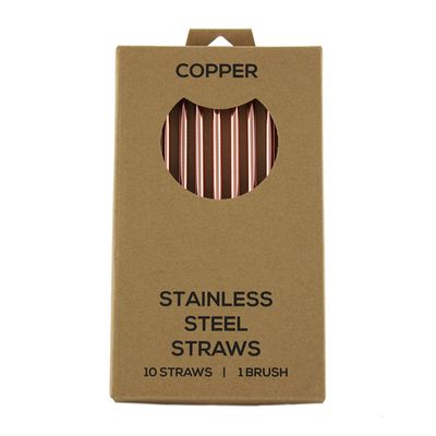 STRAWS S/STEEL COPPER 10PK 215X65MM