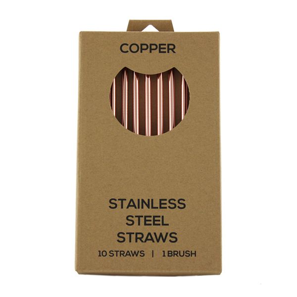 STRAWS S/STEEL COPPER 10PK 215X65MM