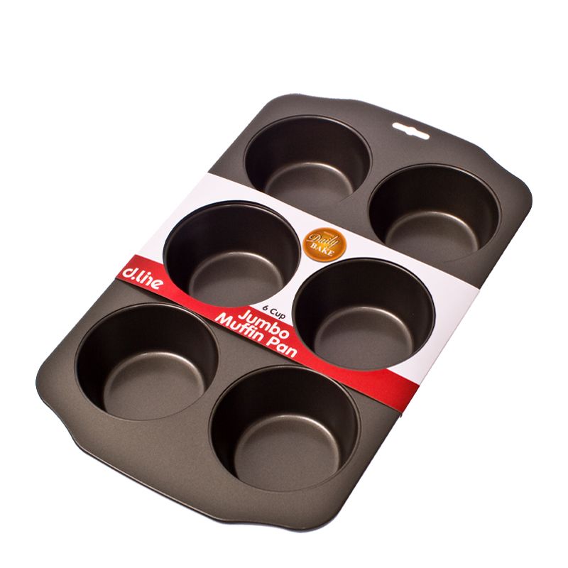 MUFFIN PAN JUMBO 6 CUP N/ST, D/BAKE