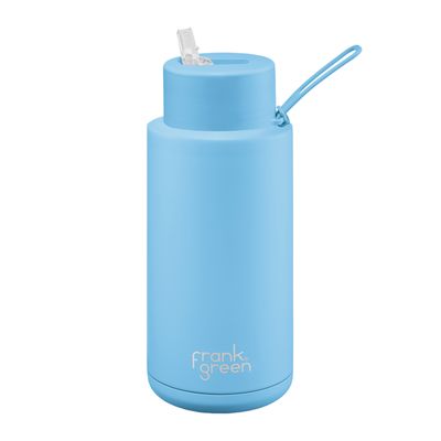 BOTTLE W/STRAW SKY BLUE 1L, F/GREEN