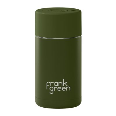 CUP REUSABLE CERAMIC KHAKI 12OZ, F/GREEN