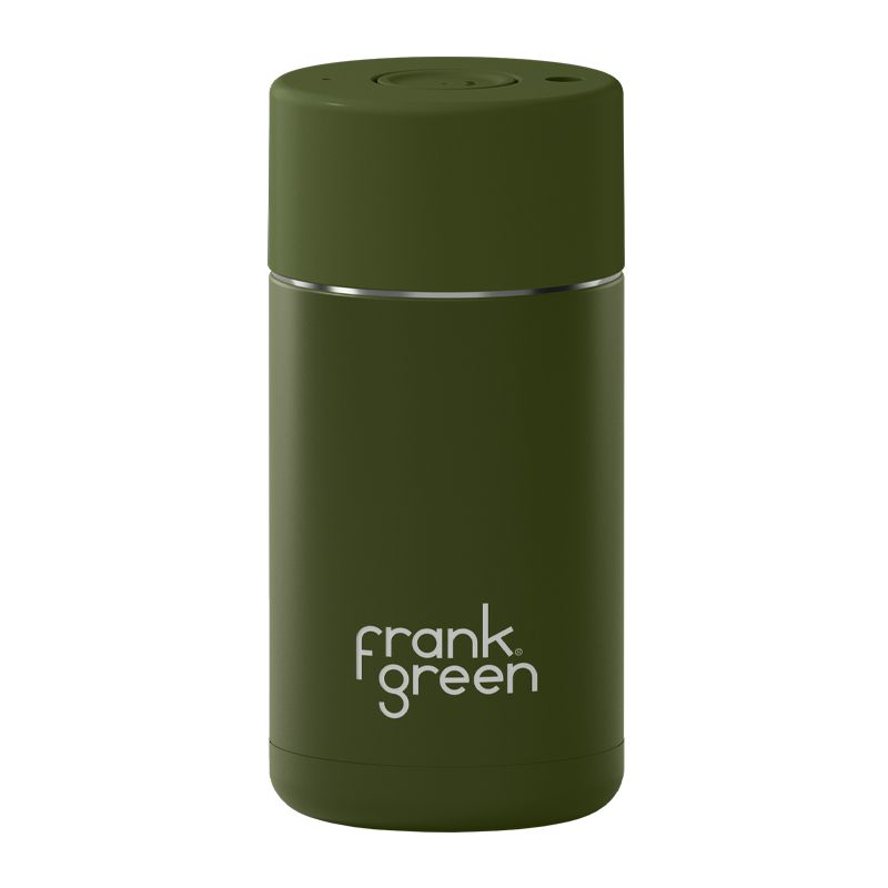 CUP REUSABLE CERAMIC KHAKI 12OZ, F/GREEN