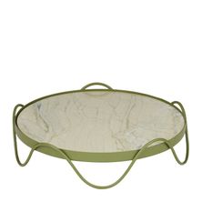 MARBLE/METAL TRAY 30X8CM GREEN, LOREN