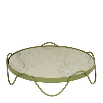 MARBLE/METAL TRAY 30X8CM GREEN, LOREN