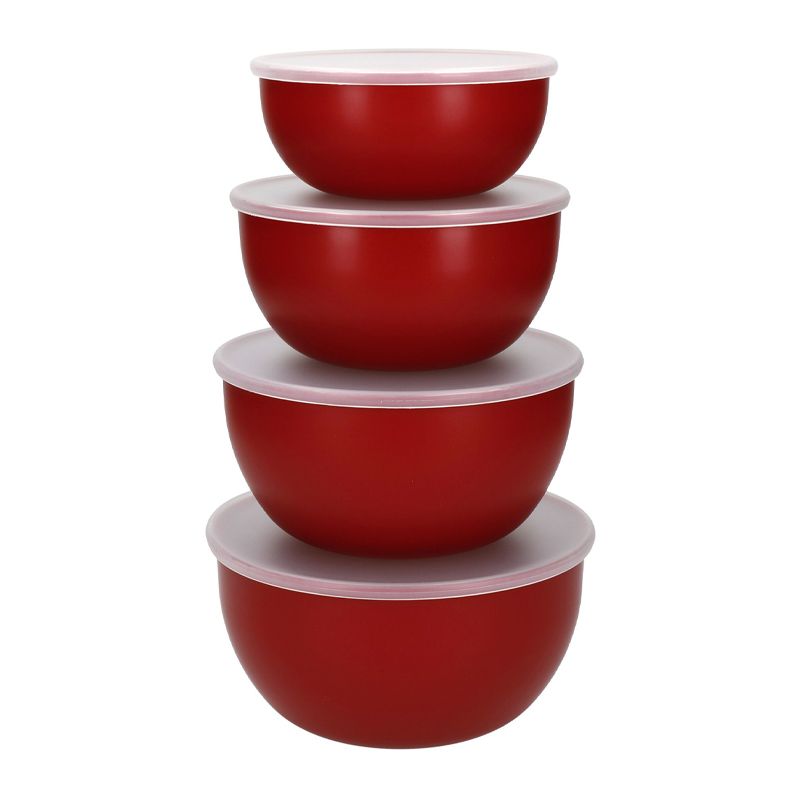 MIXING BOWL W/LID SET4 RED, KA