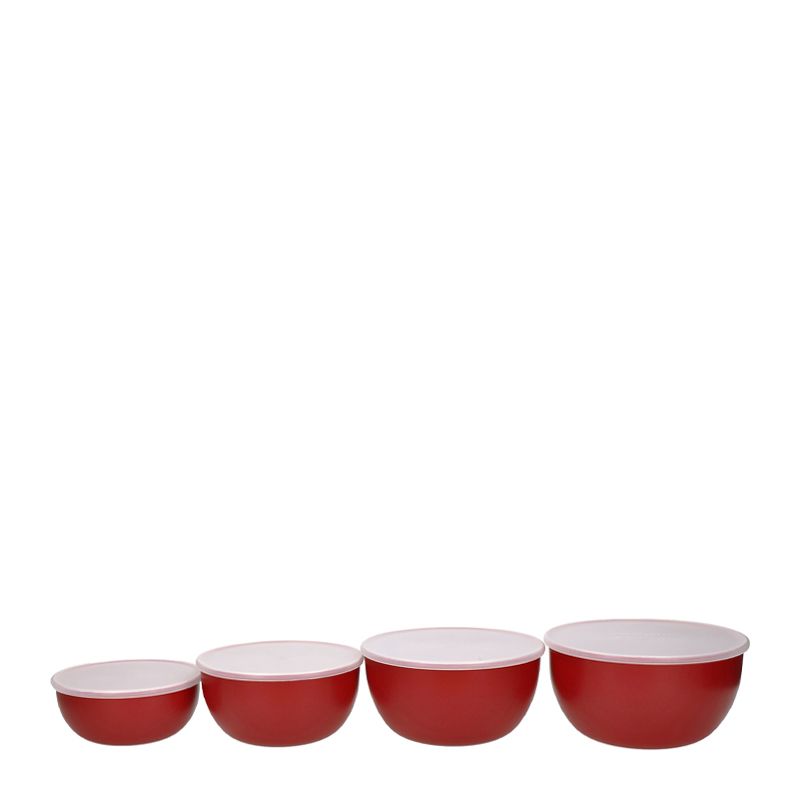 MIXING BOWL W/LID SET4 RED, KA