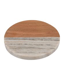 COASTER MARBLE/ACACIA ROUND BEIGE 10CM, M&W