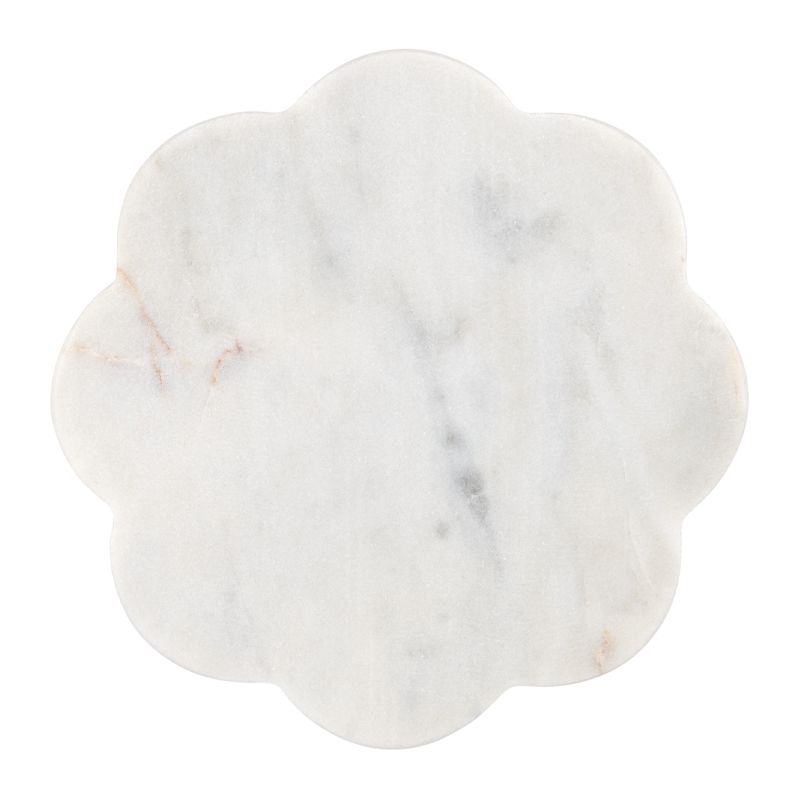 COASTER MARBLE SCALLOP WHITE 11.5CM, M&W