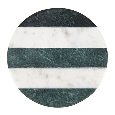 COASTER MARBLE ROUND GREEN STRIPE 10CM, M&W