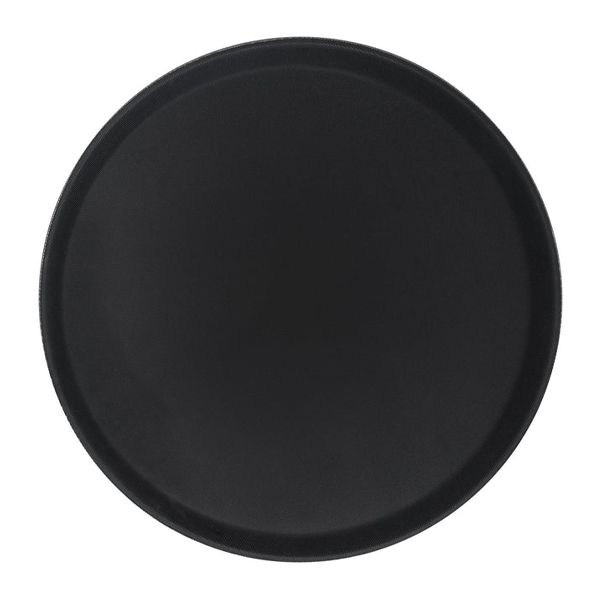 NON SLIP ROUND TRAY 35.5CM BLK CHEFS HAT