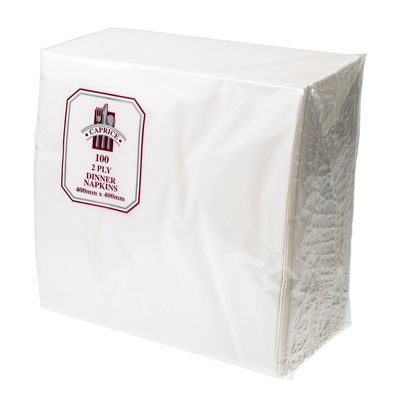 DINNER NAPKIN 2PLY WHITE 1/4 FOLD